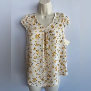 Papermoon White Top with Yellow Floral Print Small